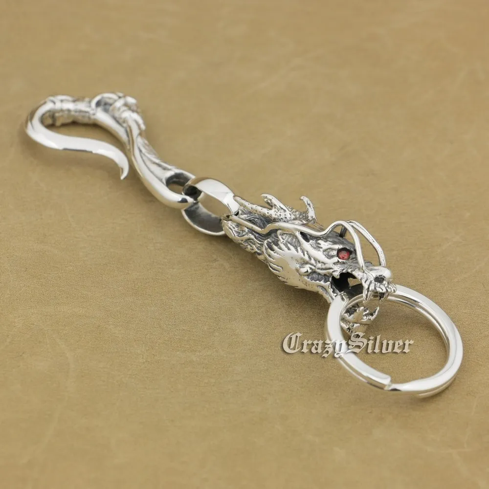 

Dragon Claw KeyRing 925 Sterling Silver Hook Biker KeyChain Punk DIY Accessory 8C019KC