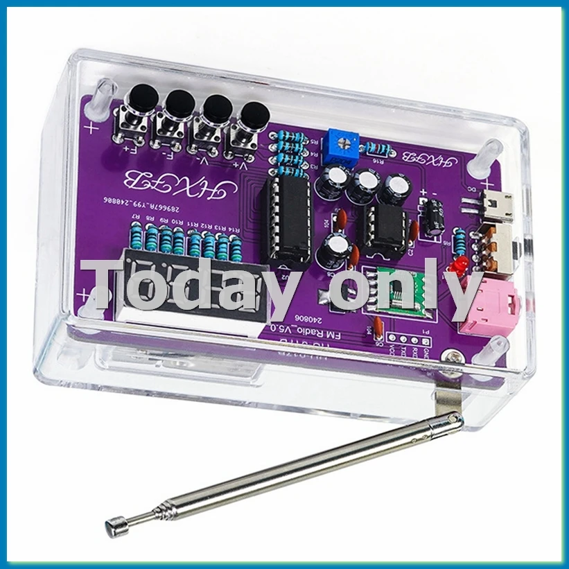 New -017B DIY FM Radio Electronic Kit Adjustable Frequency 87-108MHz Digital Display DIY Soldering Project Practice-A86Z