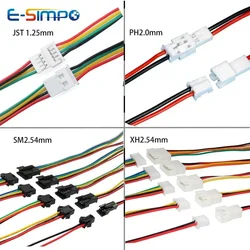 10pcs 20cm JST1.25 PH2.0 XH SM2.54 2P3P 4P 5P 6P Male Female Plug Butt-joint Aerial Docking Crimp Terminal Wire Cable Connector
