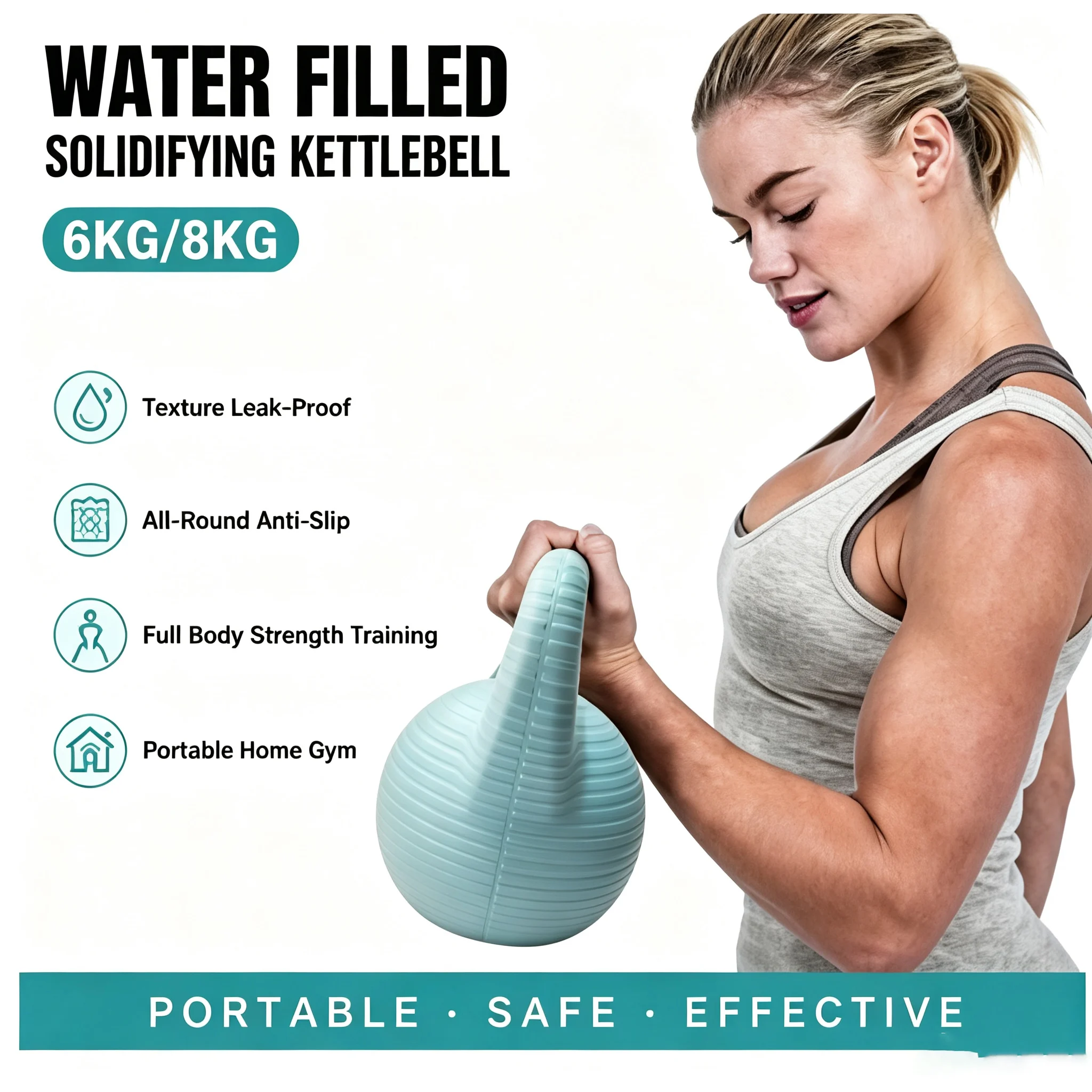 Home Gym Kettler - 6/8KG Water Filled Solidifying Kettlebell Texture