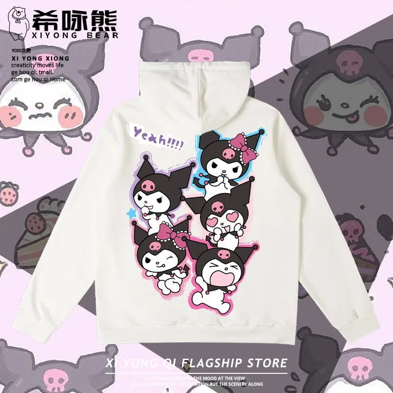 

Осеннее Женское пальто Kulomi Co-coat оверсайз с капюшоном Sanrio трендовая одежда из хлопка