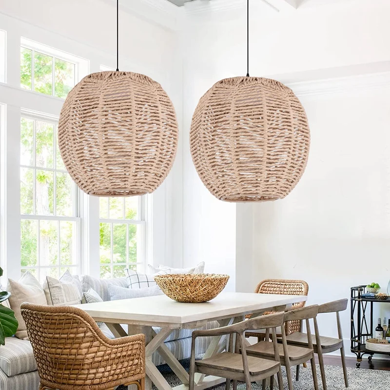 Home Lighting Rattan Lamp Cover Handmade Woven Chandelier Retro Lampshade Homestay Lampshade Decorative Chandelier