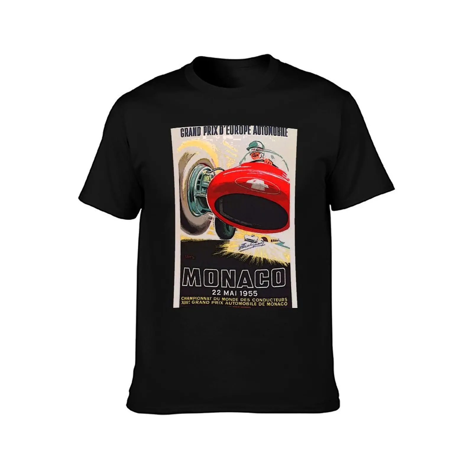 Monaco Classic 1955 T-Shirt, Summer Casual Cotton Tee, Oversized Streetwear Tops, Vintage Graphic Print, Loose Fit Short Sleeve
