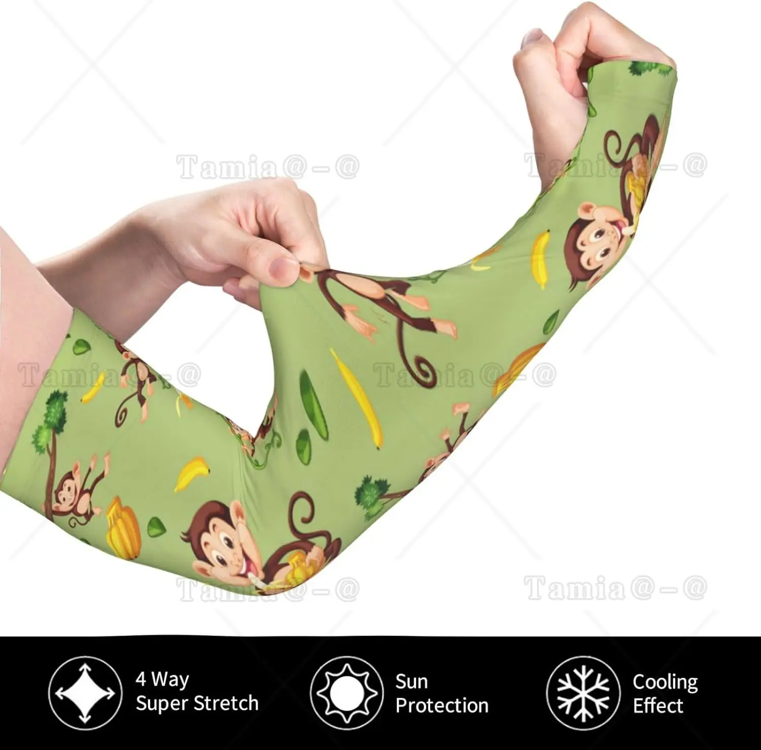 Manicotti per braccio scimmia sparatutto per donna uomo Scimmia sole rinfrescante simpatico copribraccio per animali