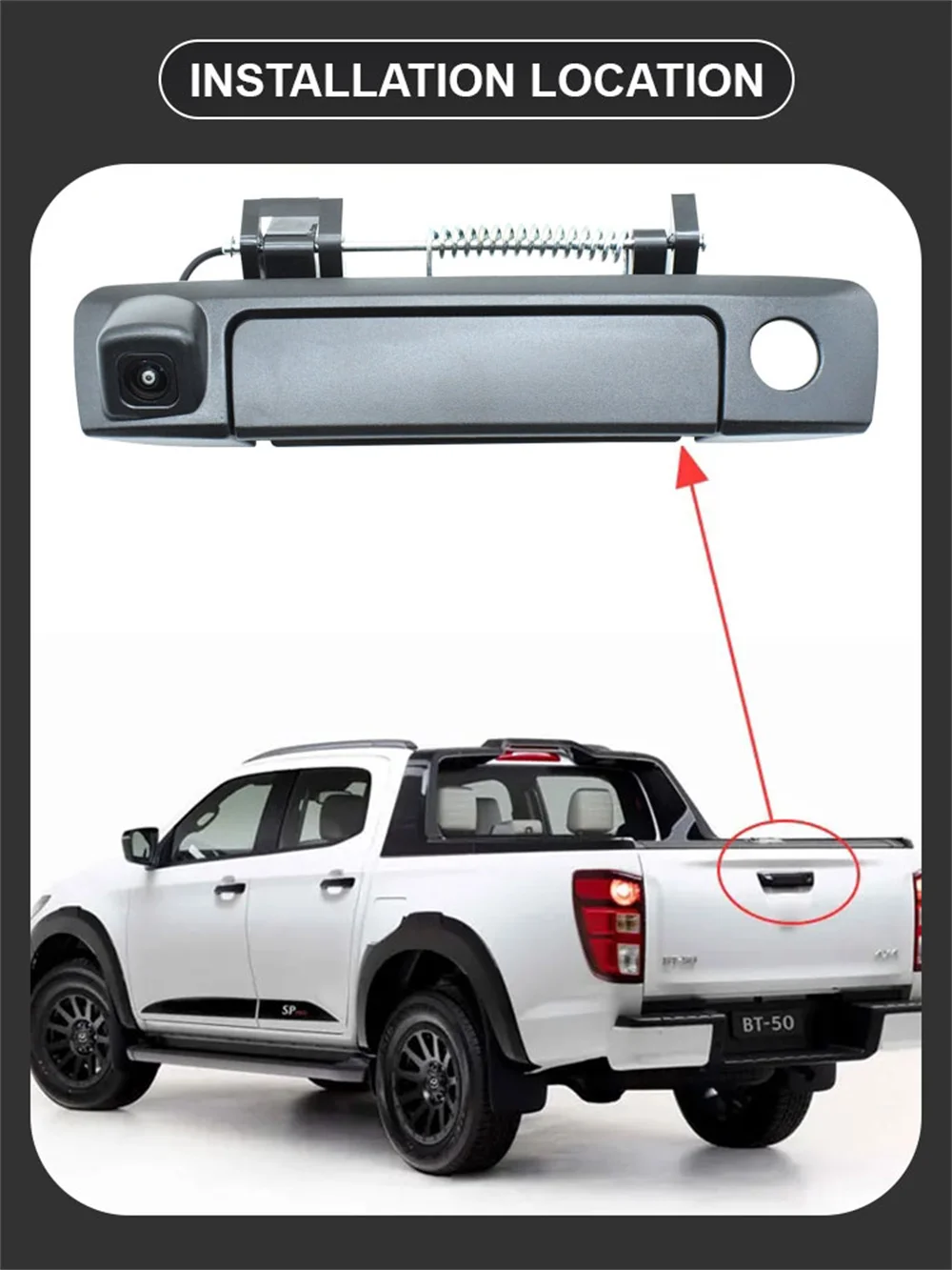 Para ford ranger 2012 2014-2020 para mazda bt50 2012-2020 captador alça câmera do veículo ahd 1080p fisheye câmera reversa do carro
