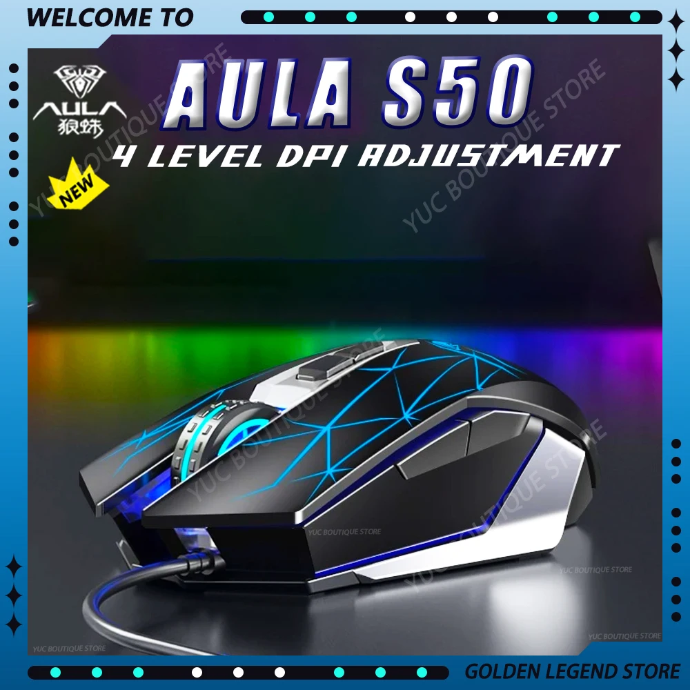 

Aula S50 Wired Esports Gaming Mouse Usb Macro Programming Ergonomics Dpi Adjustable Gaming Home Office Computer Peripherals