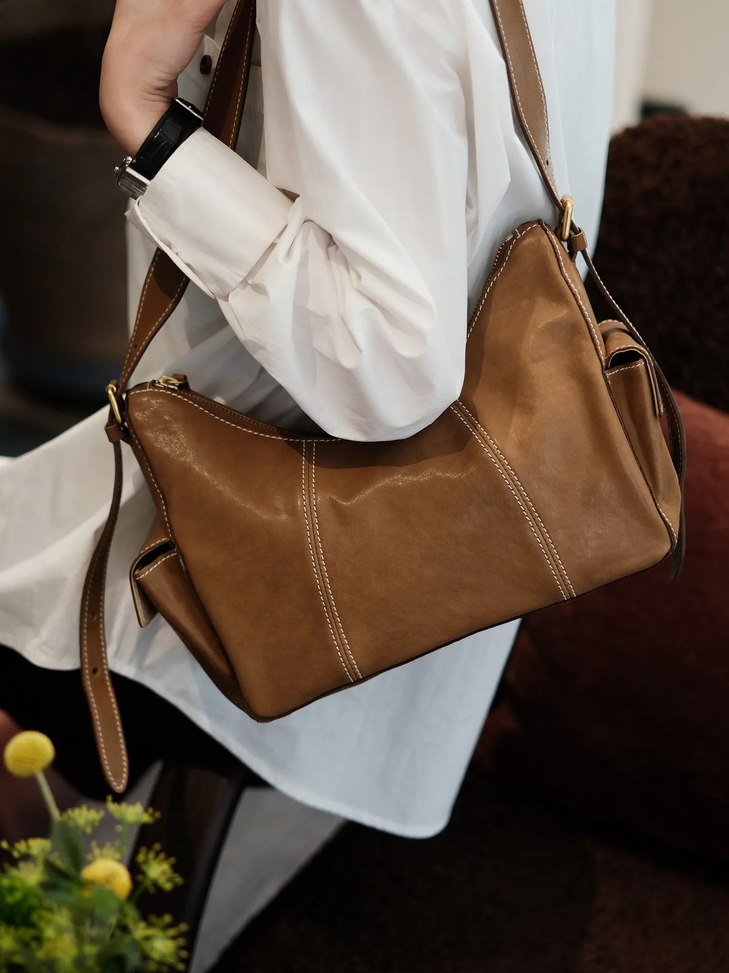 PNDME weekend shopping luxury handmade first layer cowhide women's shoulder bag fashion designer genuine leather underarm bag