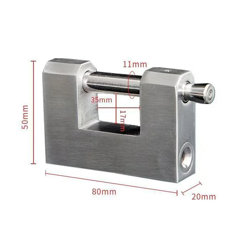 1/2/3 PCS 80MM Heavy-duty Stainless Steel Crossbar Locks, Anti-cut and Anti-pick Locks, Suitable for Warehouses and Fences