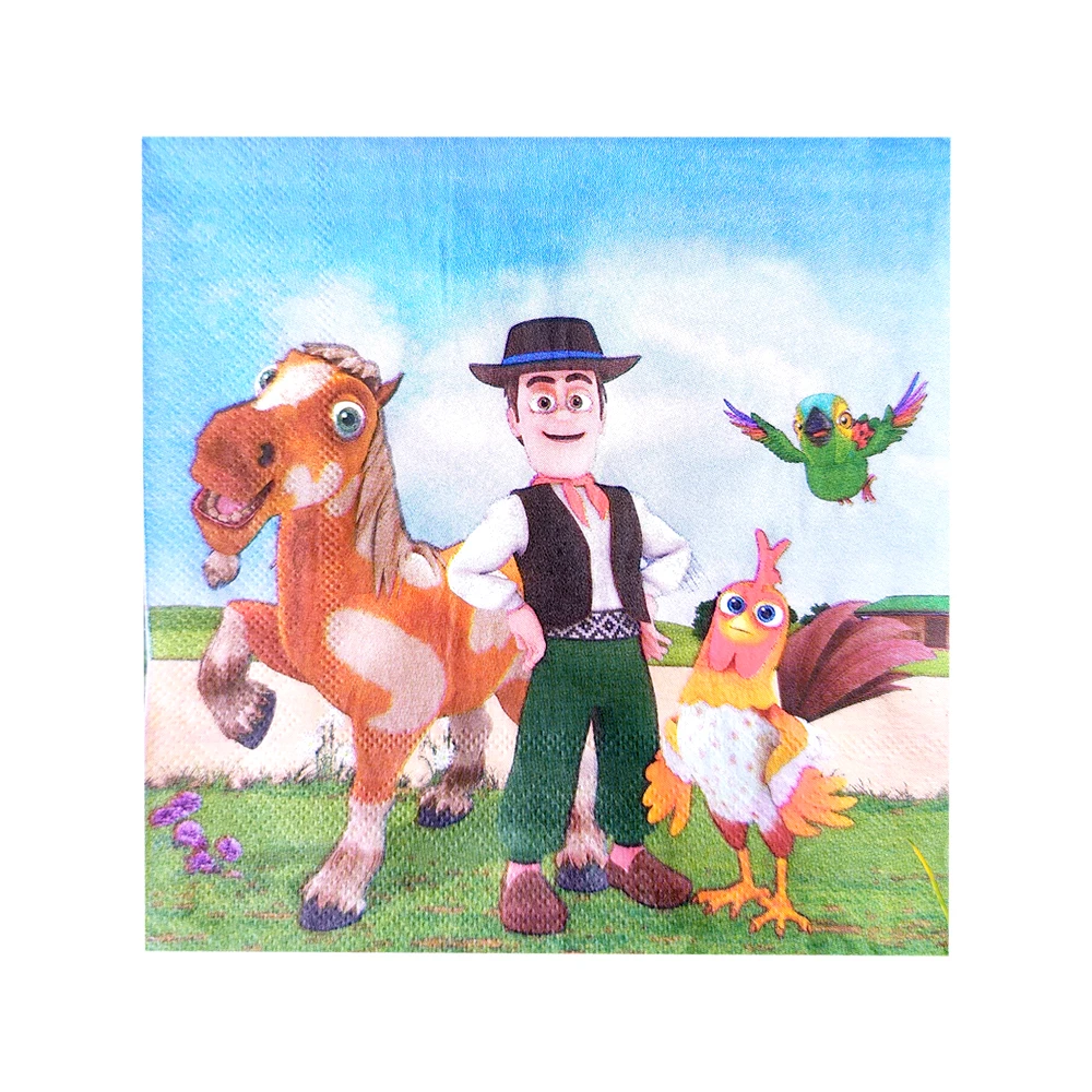 

20pcs/lot La granja de zenon Farm Ranch Theme Birthday Party Napkins Boys Kids Favors Towels Decorations Events Supplies