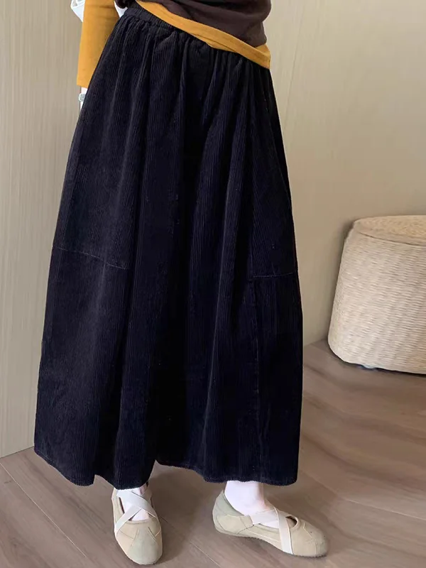 

Authentic Corduroy Wide Leg Pants Skirt High Waist Casual Versatile Women's Faion Korean Sle Straight Cut Loose Fit
