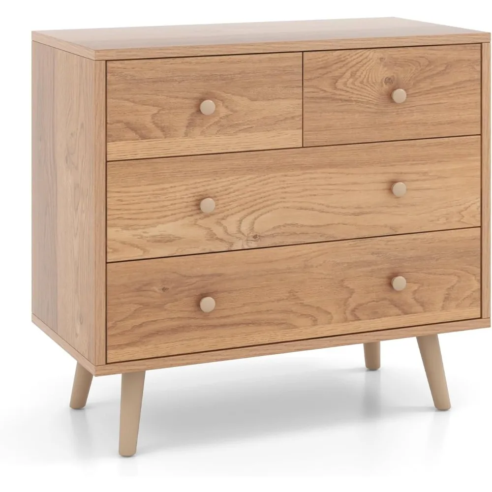 

4 Drawer Dresser, Modern Chest of Drawers with Metal Handles, Wood Dressers & Chests, Small Drawers for Small Spaces, Dresser Or