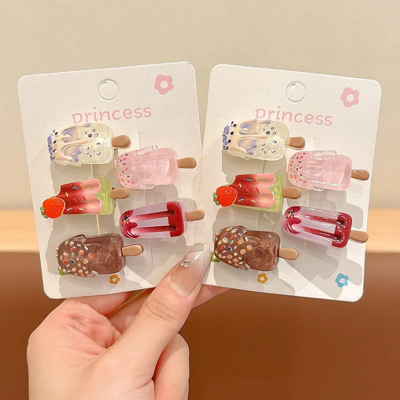 5PCS Cute Popsicle Bobby Pins Set, Novelty Hair Clips for Wo