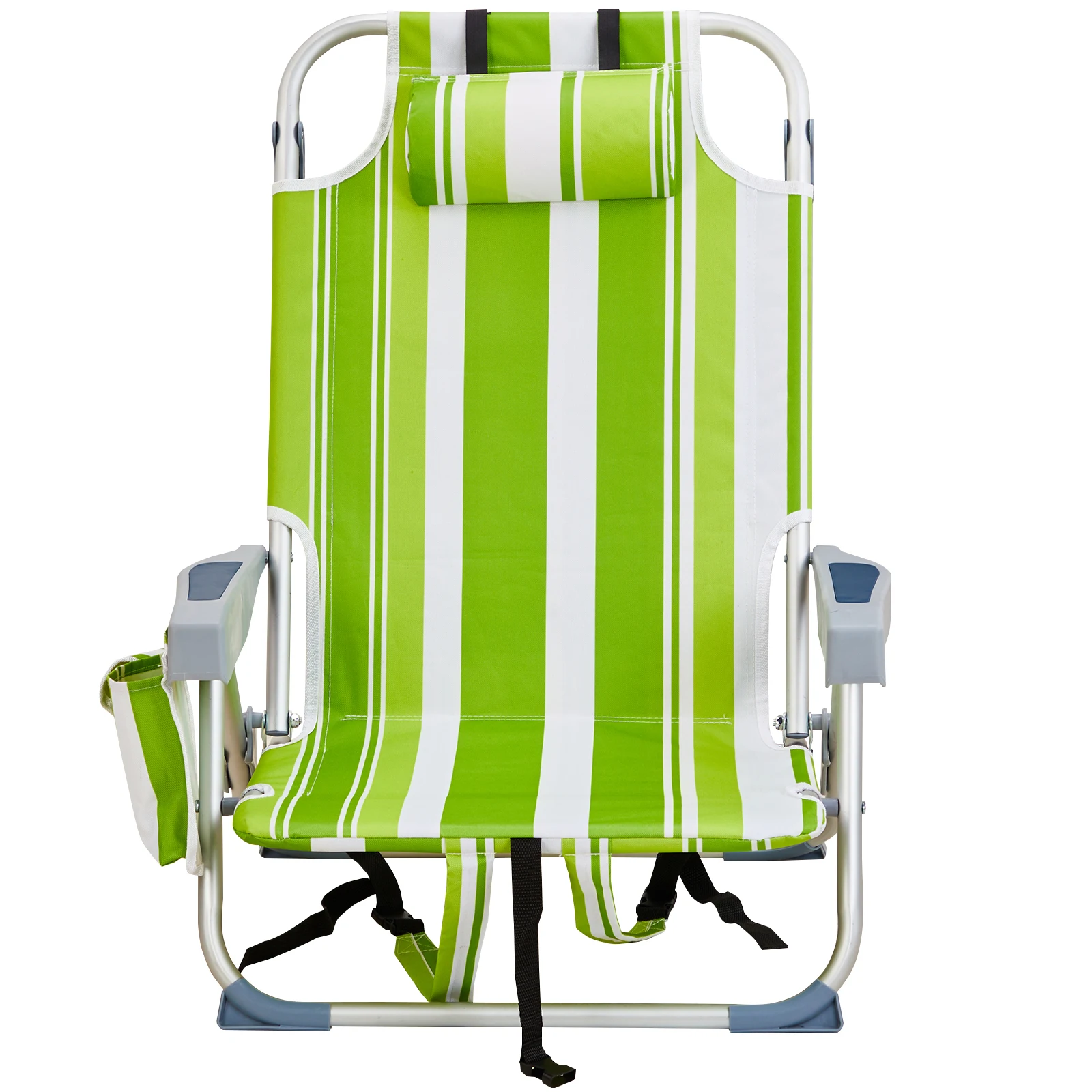 

63*65*82cm Short Oxford Cloth Silver White Aluminum Tube Bearing 100kg Beach Chair Green Stripes