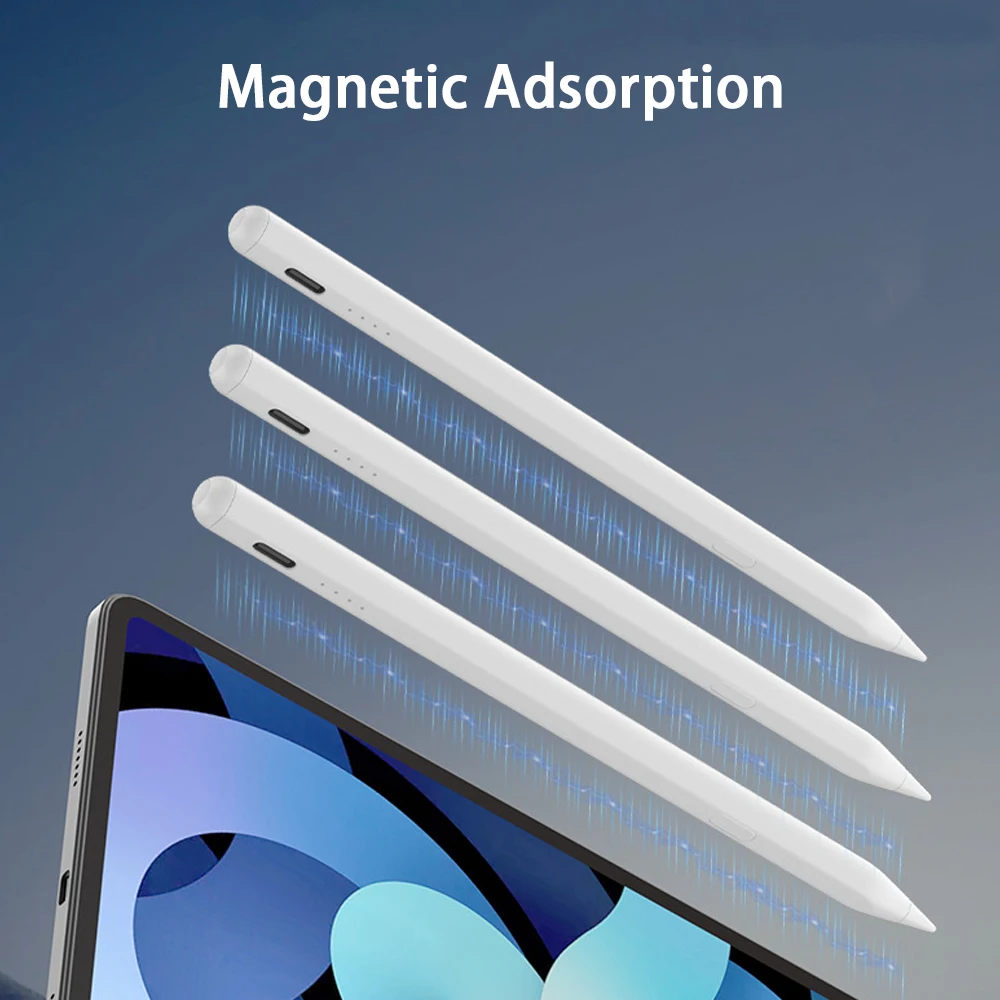 Universal Aluminum Alloy Touch Screen Stylus Pen 4 LED Power Indicator Magnetic Adsorption Replaceable Nib Capacitive Pencil