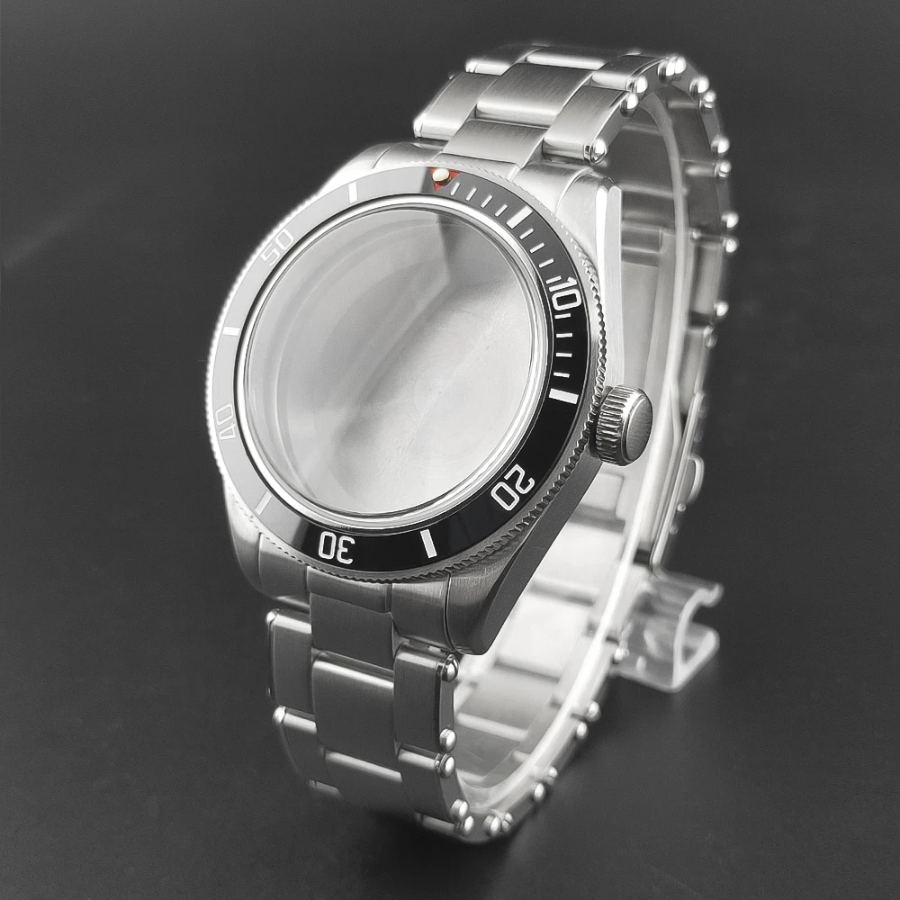 39mm silver watch case with domed sapphire glass, compatible with NH35 NH36 NH34 NH38 NH39 NH70 ETA2824 PT5000 movements. image 4
