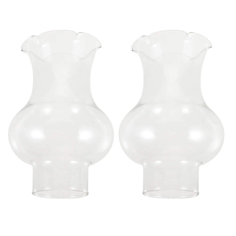 2 Pcs Glass Lamp Shade 3cm Diameter Clear Oil Lamp Chimney for Kerosene Lanterns Install Decorative Practical