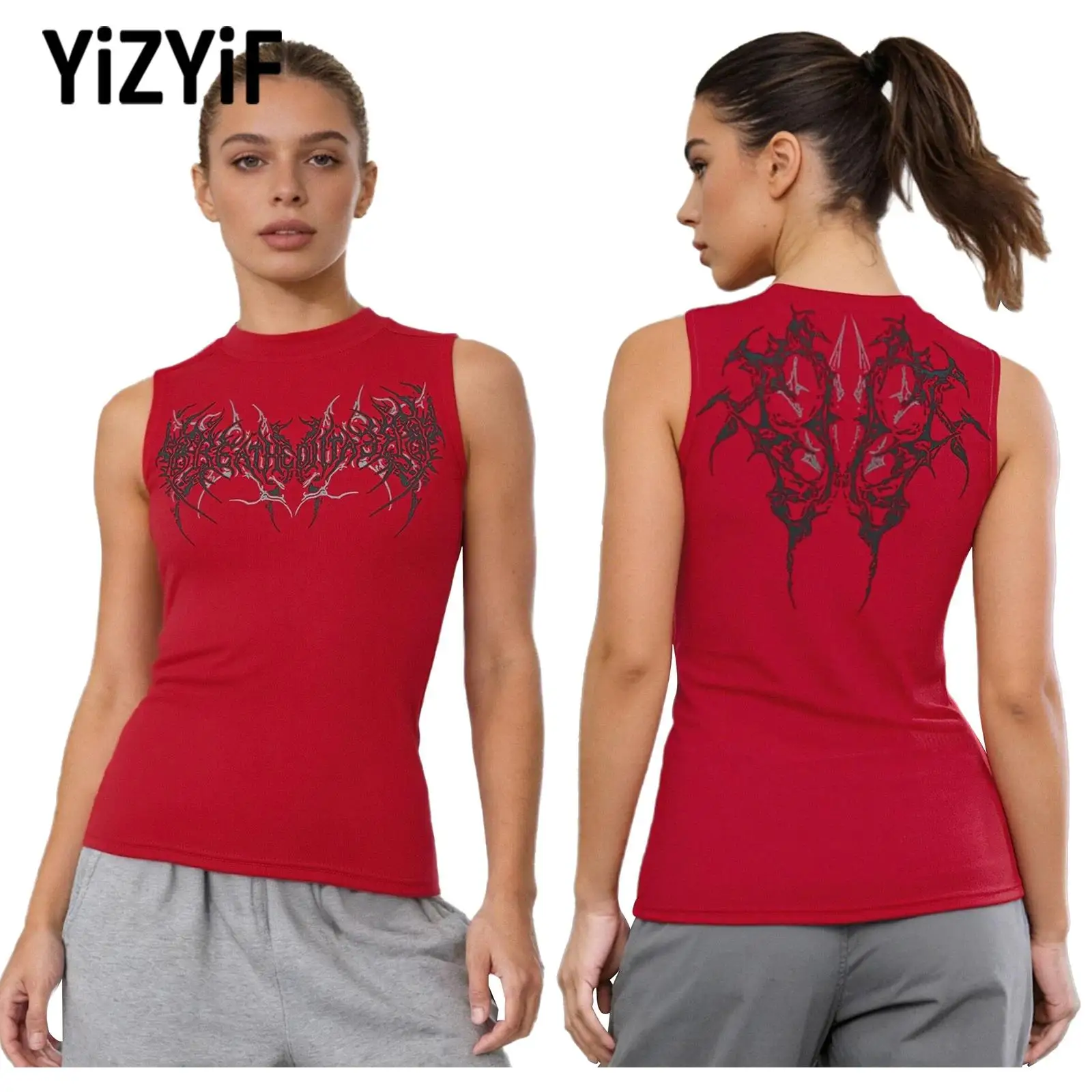

Adult Womens Yoga Tops Sleeveless Ribbed Workout Tops Quick-drying Stylish Print Tank Top Female Gym Fitness Running Clothes