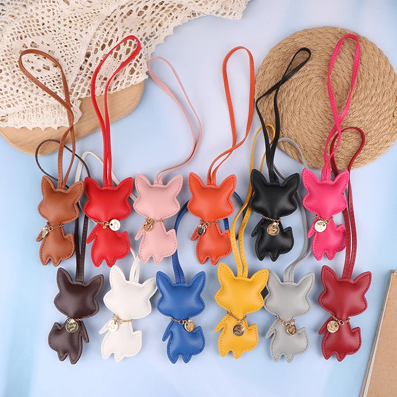 

1PCS Bag Pendant Cartoon PU Leather Fox Keychain Cute Animal Keyring DIY Bag Pendant Backpack Hanging Decoration For Women Gifts