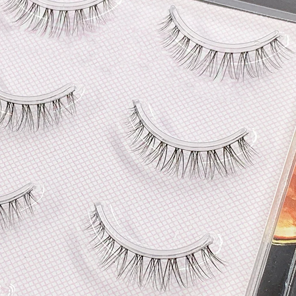 4D خيط القطن الرموش الصناعية الطبيعية اليدوية لينة شفافة الجذعية الرموش اليومية عارية ماكياج محاكاة رموش واقعية