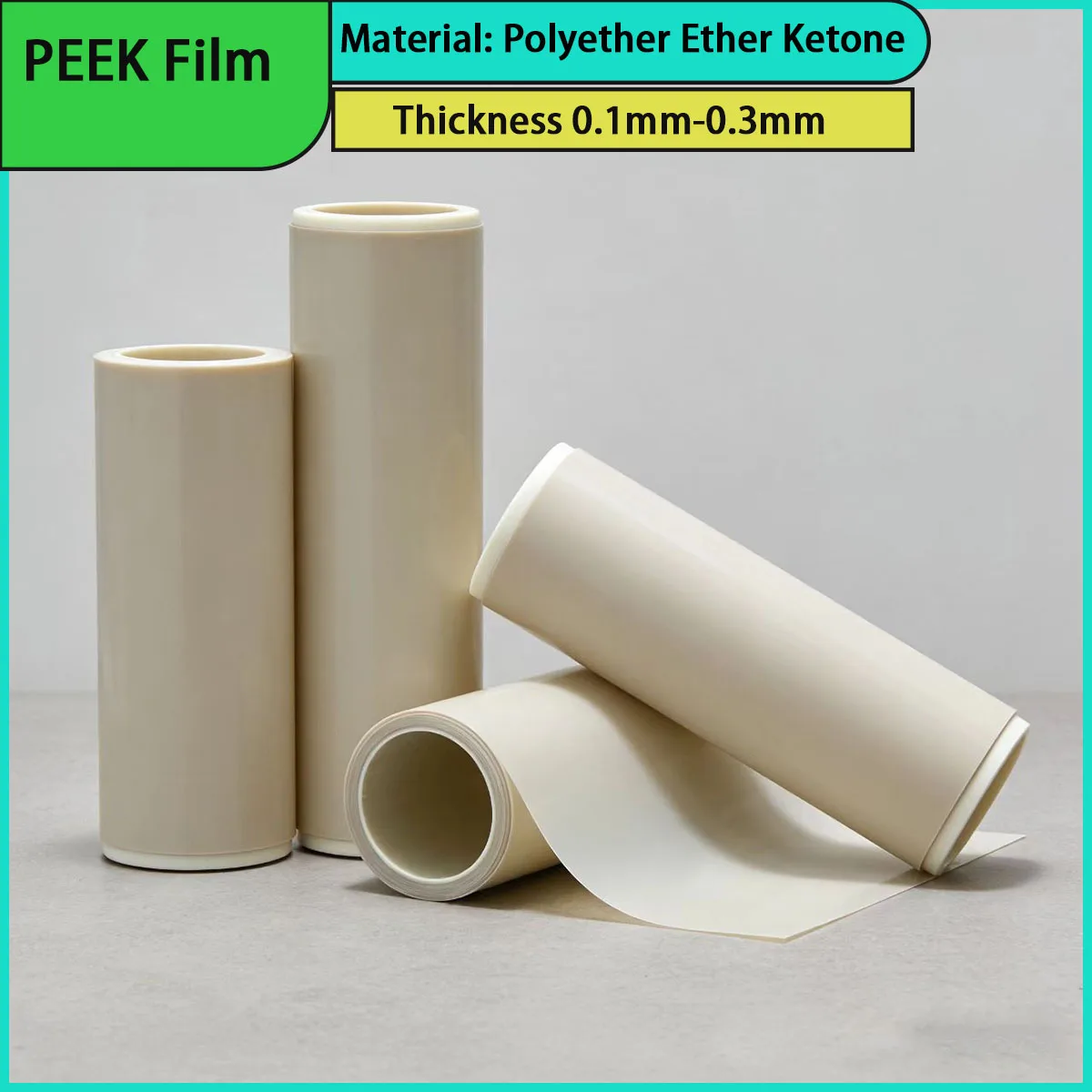 0.1mm-0.3mm thick PEEK film is used in electronics, aviation, medical, automotive, etc