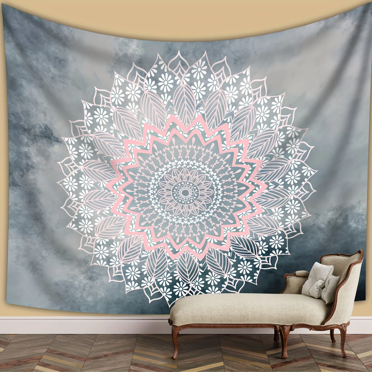 1 كبير من نسيج ماندالا البوهيمي للتعليق على الحائط - قماش بيج فاتح خوخي لحفلات غرفة المعيشة وغرفة النوم #2