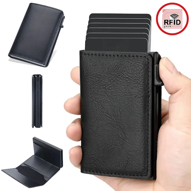Porte-cartes RFID anti-électronique en aluminium, multifonctionnel, design élégant, pour cartes bancaires et d'identité, portefeuille de mode professionnel pour hommes et femmes