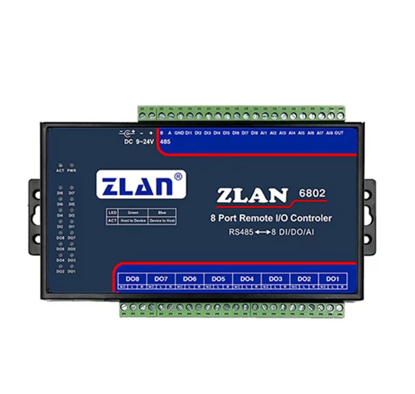 

ZLAN6802 8-канальный порт, удаленный контроллер ввода-вывода DI AI DO RS485, Ethernet Modbus, модуль ввода-вывода RTU, сборщик данных