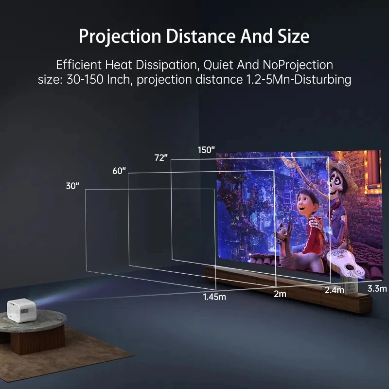P28S 4K-Dekodierung WiFi6 BT5.0 1280*720P Heimkino-Deckenprojektor, kompatibel mit iOS Android, tragbarer Büro-Mikroprojektor