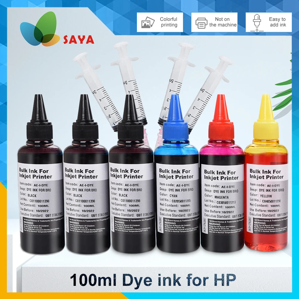 100ml Printer Dye Ink For HP 61 60 62 63 564 711 920 901 902 932 933 934 940 950 951 952 970 971 printers CISS Refill Cartridge