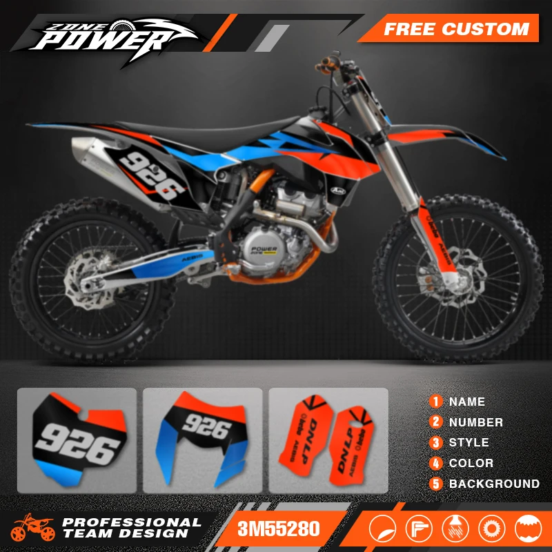 Powerzone Custom Team Decals Stickers Kits for KTM 125 200 250 300 350 450 500 EXC XCW 2014-2016 SX SXF 2013-2015 18