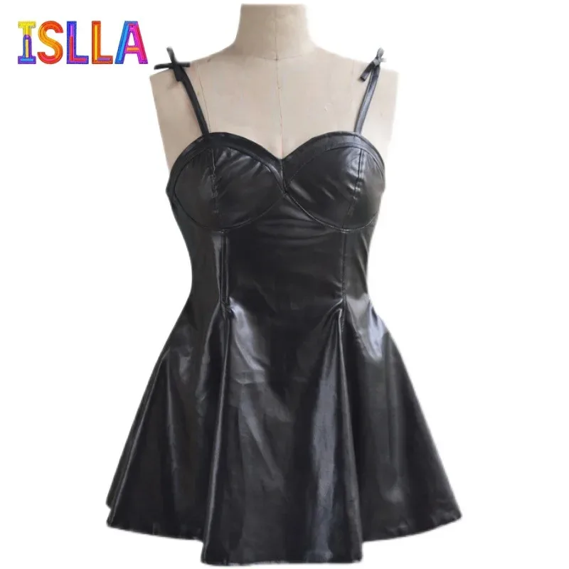 Costume de Cosplay Gasai Yuno, jupe en cuir noir, perruque de cheveux longs et roses, jeu de rôle, Anime The Future Diary