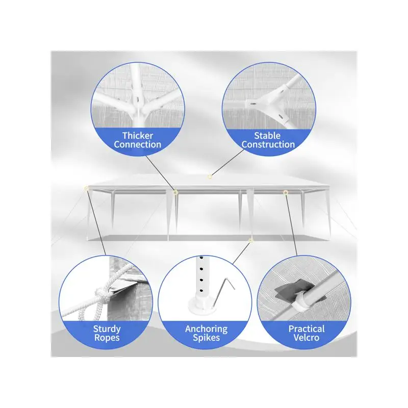 Tettuccio bianco per tenda da festa all'aperto con tubo di ferro rivestito in plastica PE non tessuta da 3 * 9 m