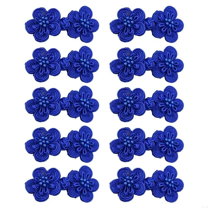 H37d 10 pares Flower chino Botones Cheongsam hechos a mano Coser nudo sujetador DIY DRABLE ACCESORIOS NACIONALES CENTRA