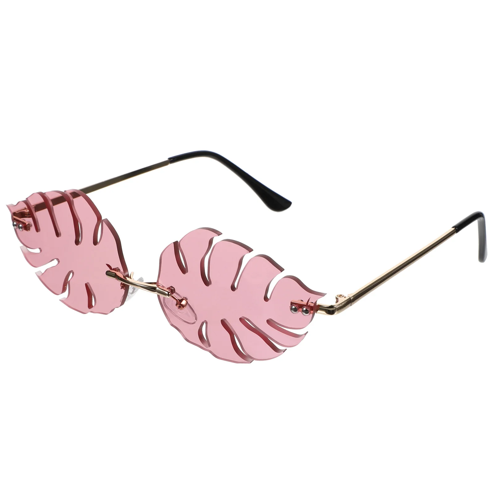 

1pc Frameless Sunglasses Pink Leaf Shape Funny Design For Party Photo Props Fashion Eyewear Costume Decor Accessory