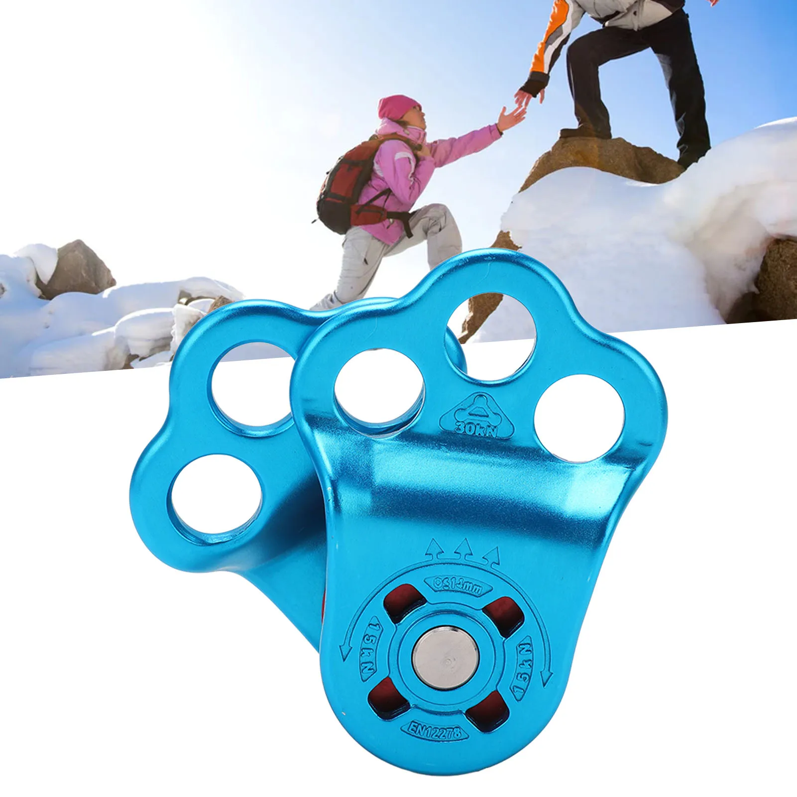 New Aluminum Alloy Climbing Pulley 7075 Aluminum 30kN Rope Pulley 3 Hole Mount Blue Red Single Pulley Rock Climbing