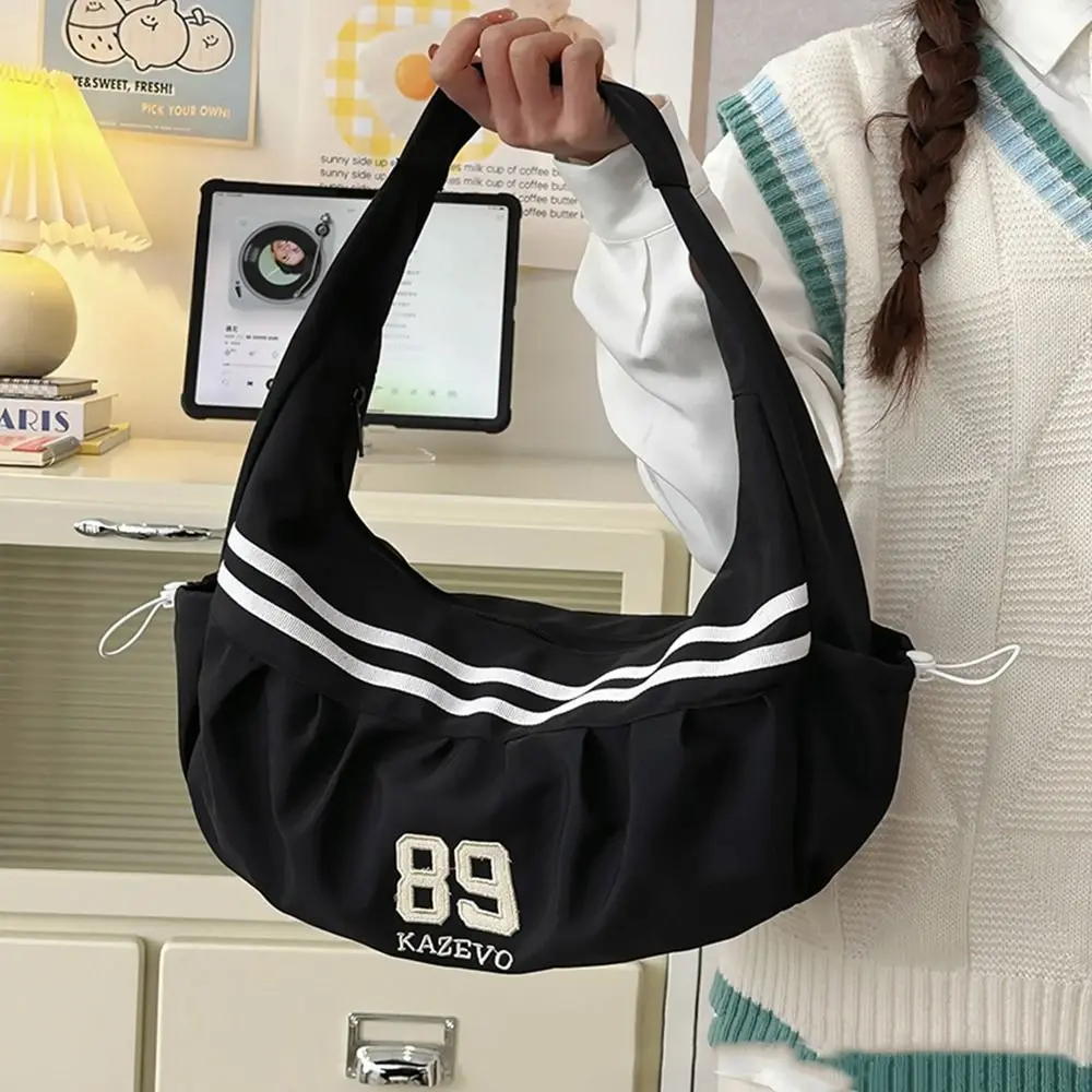 

Fashion Korean Style Nylon Shoulder Bag Oxford Cloth Cloud Bag Stripe Underarm Bag Large Capacity Simple Sports Handbag Travel