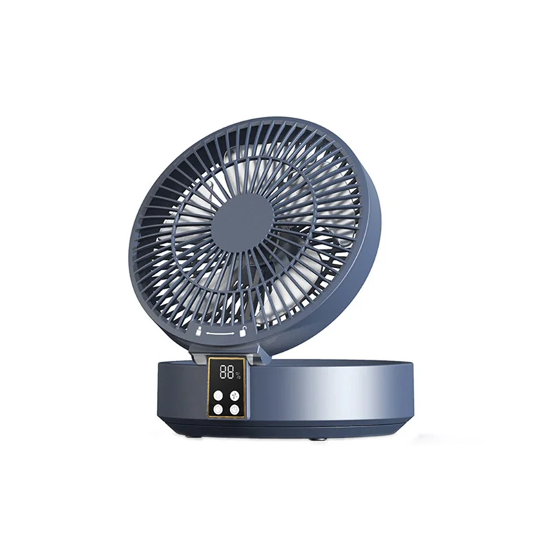 

USB FanRemote Control Wireless Circulating Air Cooling Fan with LED Light Folding Electric Wall-Mounted Fan Desktop Fan Blue