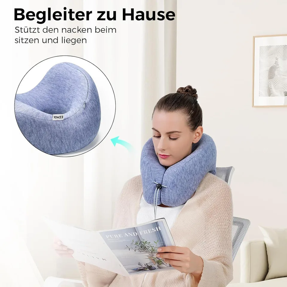 

Beawalker Comfortable Stylish Airplane Trendy Bear Ears Foldable Memory Foam U-shaped Wearable Portable Travel Neck Support