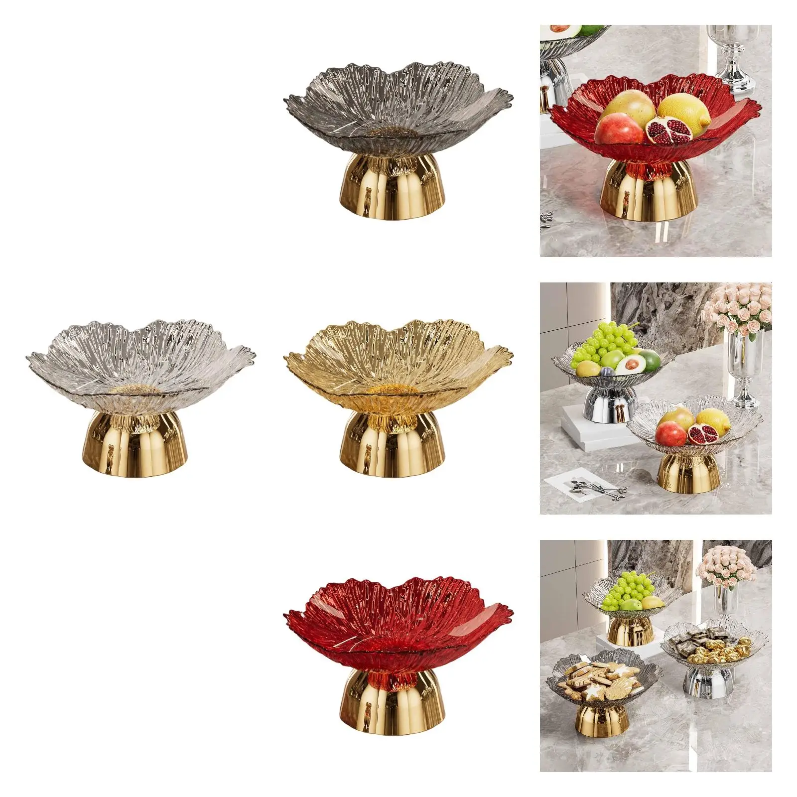 Decorative Pedestal Bowl Dish Holder Dessert Display Stand Decor Fruit Basket Serving Tray for Drawing Room Housewarming Gift
