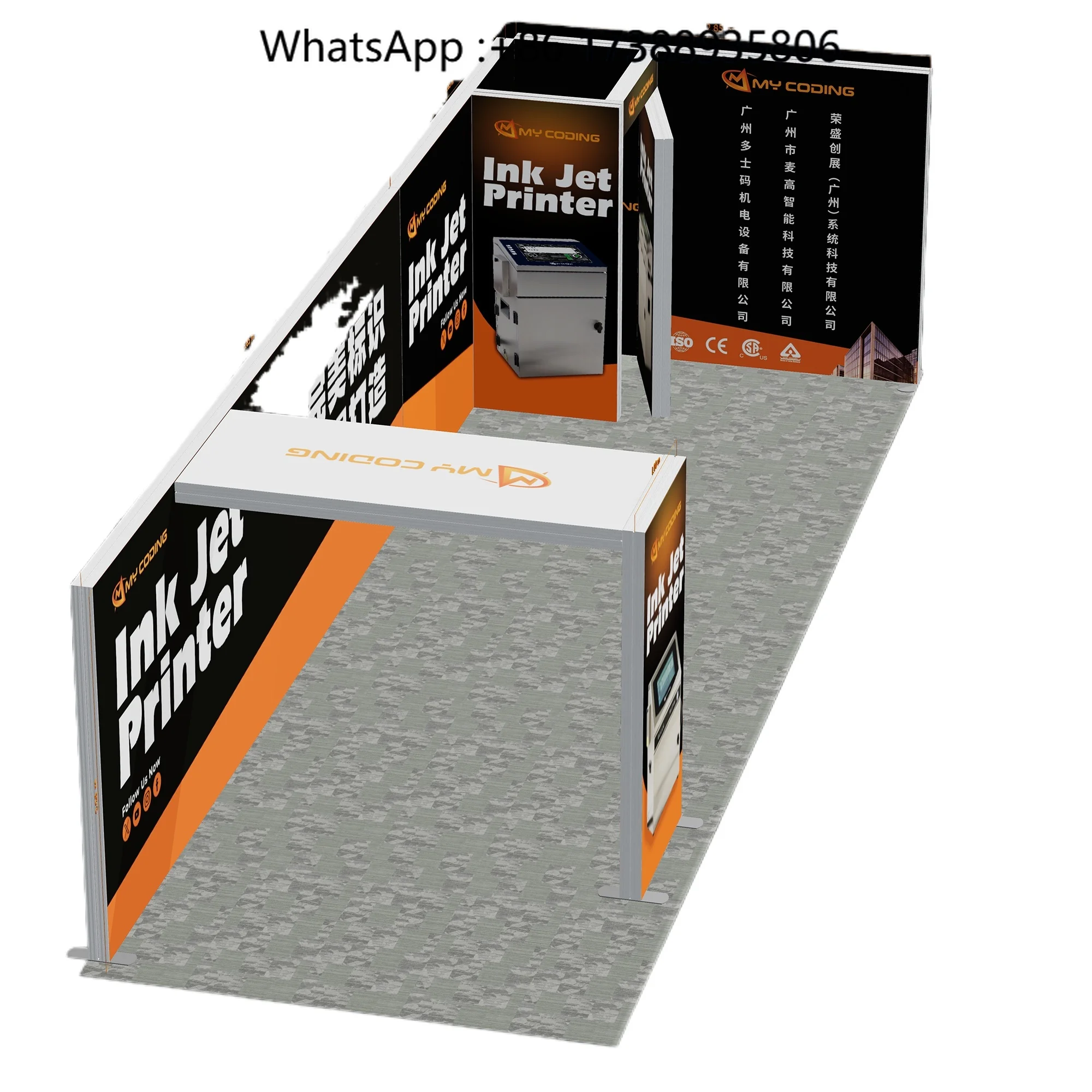 Portable Trade Show Booth Industrial Equipment Display 9x3m L Shape Backwall Inkjet Printer Graphic Product Showcase Modular