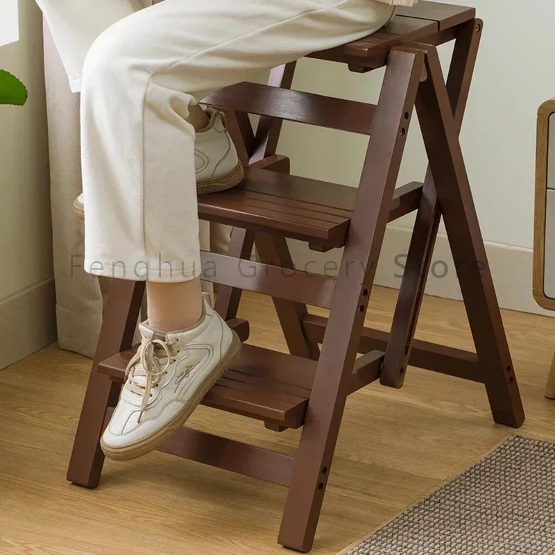 Safe Platforms Telescoping Step Stools Foldable Attic Bar Portable Small Step Ladders Indoor Bamboo Home Furniture