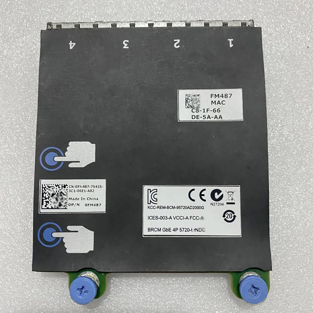 0FM487 FM487 Voor Dell R620 R720 R720XD Server Vier-Poort Gigabit Netwerkkaart Module Nic Snel Schip Originele Kwaliteit