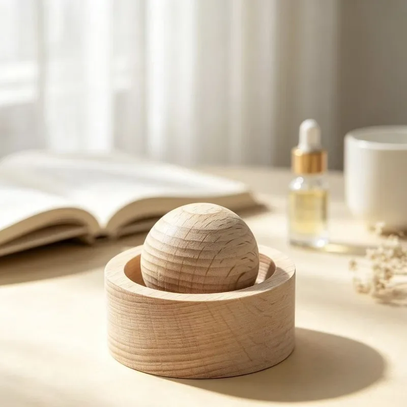 Portable Wooden Aroma Diffuser Natural Essential Oil Diffuser Air Freshener for Car Home Bedroom Office Yoga Travel