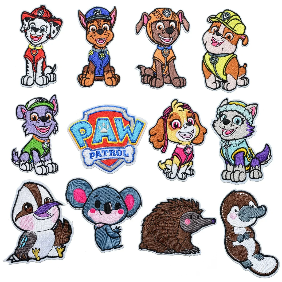 Paw Patrol New Embroidered Patches Iron Sew on Patch Mashall Chase Rubble Clothes Bag Shirt DIY Decor Fabric Appliques Stickers