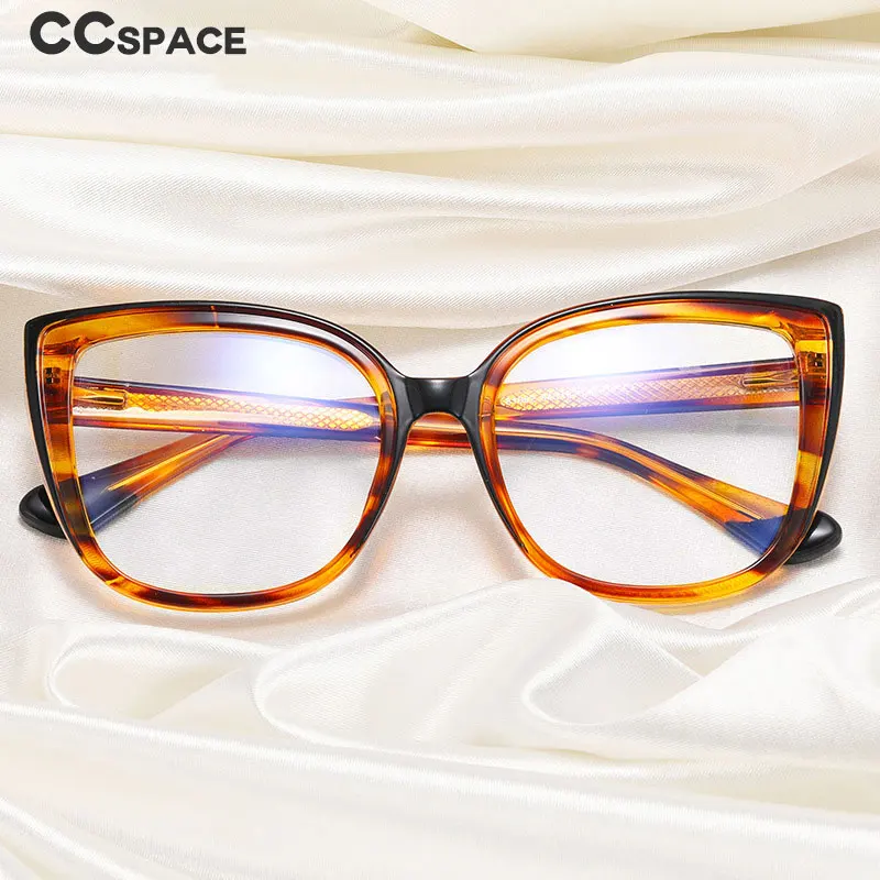 55598 Retro Cat Eye Anti Blue Light Glasses Frame Spring Hinge Women Leopard Plastic Titanium Computer Prescription Mirror