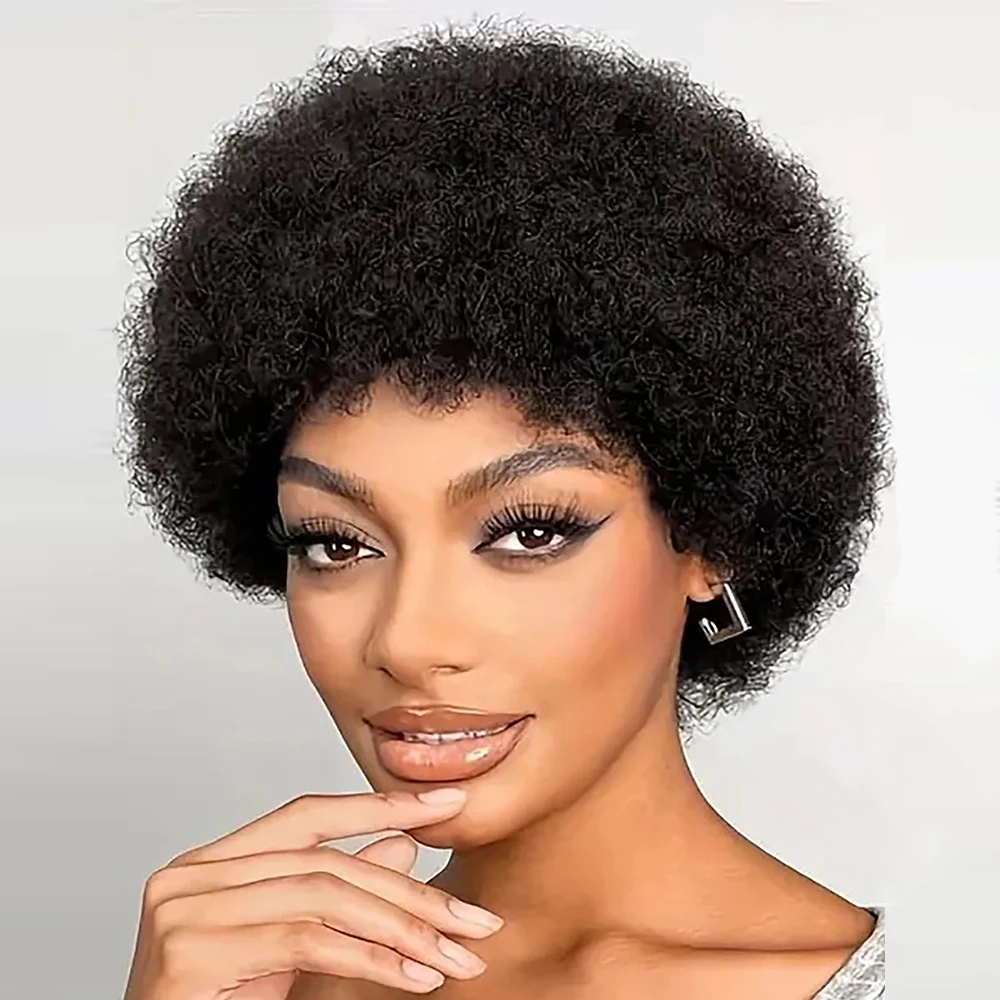 Afro Wigs Short Kinky Curly Human Hair Wig for Black Women 13X4 HD Lace Wigs Pixie Cut Wigs  Short Afro Kinky Curly Wig Cosplay