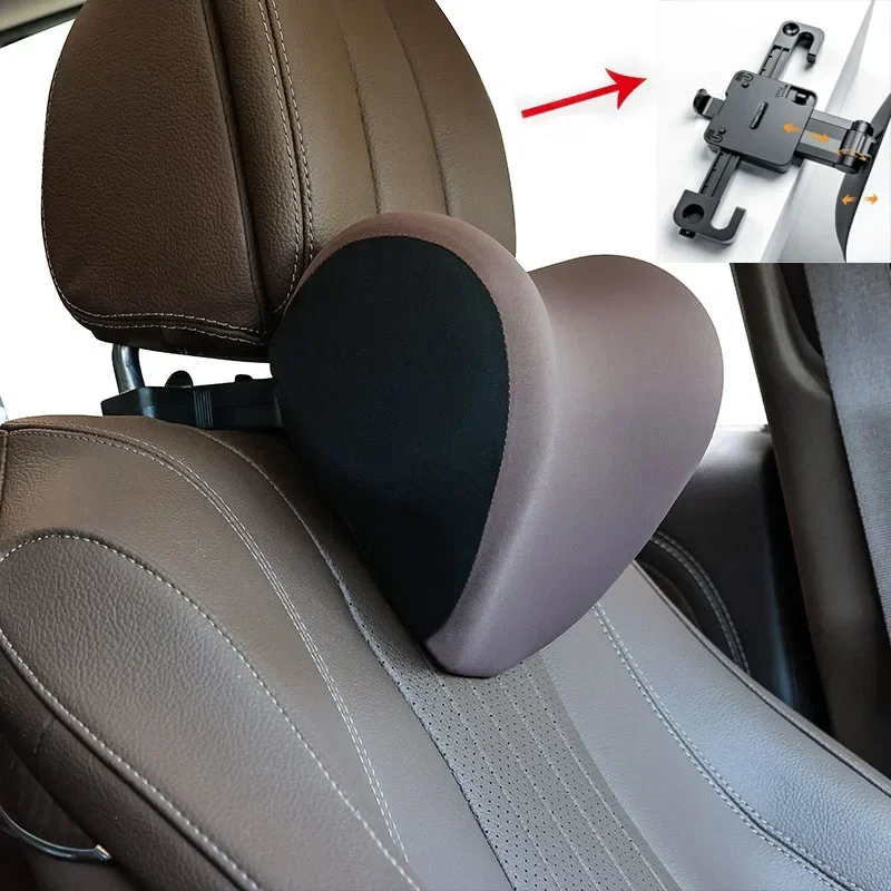 Adjustable Car Seat Headrest Pad Micro Fiber Memory Foam Pillow Head Neck Rest Support Cushion with Hook Travel for Kids Adult