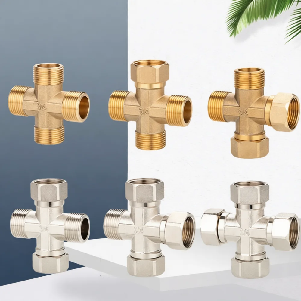 Heavy Duty Brass Pipe Fitting G3/4 Union Cross Connector Threaded Adapter For Water Heater Plumbing Repair System