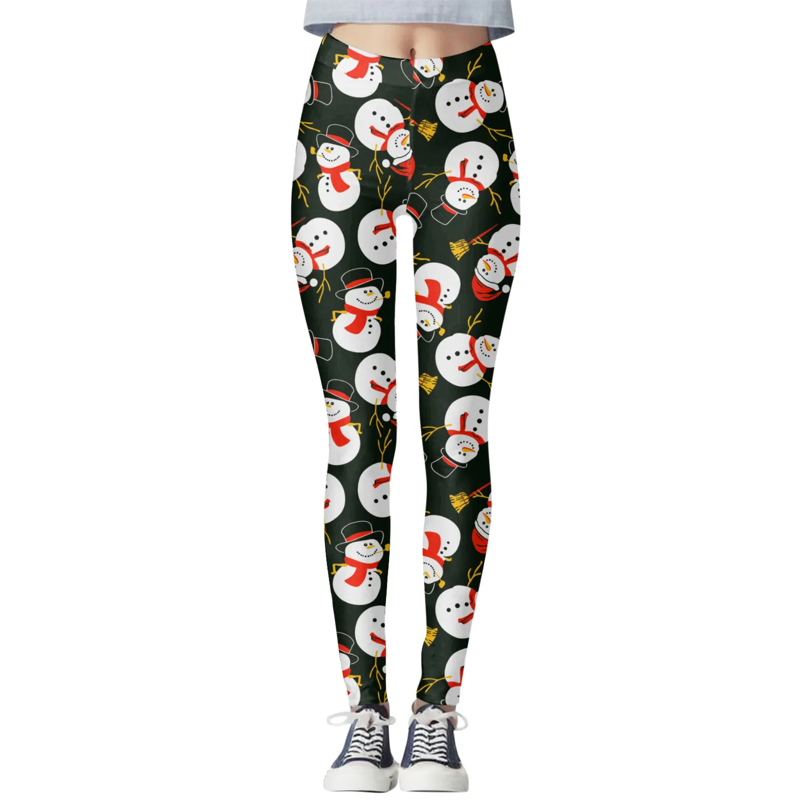 Leggings da donna collant natalizi controllo Sport Leggings a vita alta babbo natale stampato elastico natale Skinny divertenti Leggings di natale