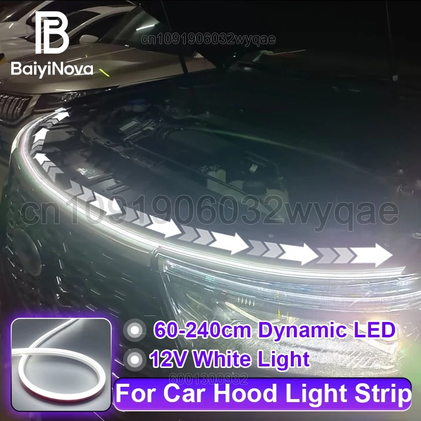 Car Hood Light Strip Scan Starting Led Decor Lamp 12V White Flexible Daytime Running lamp Auto Headlight Strips Car Assecorie